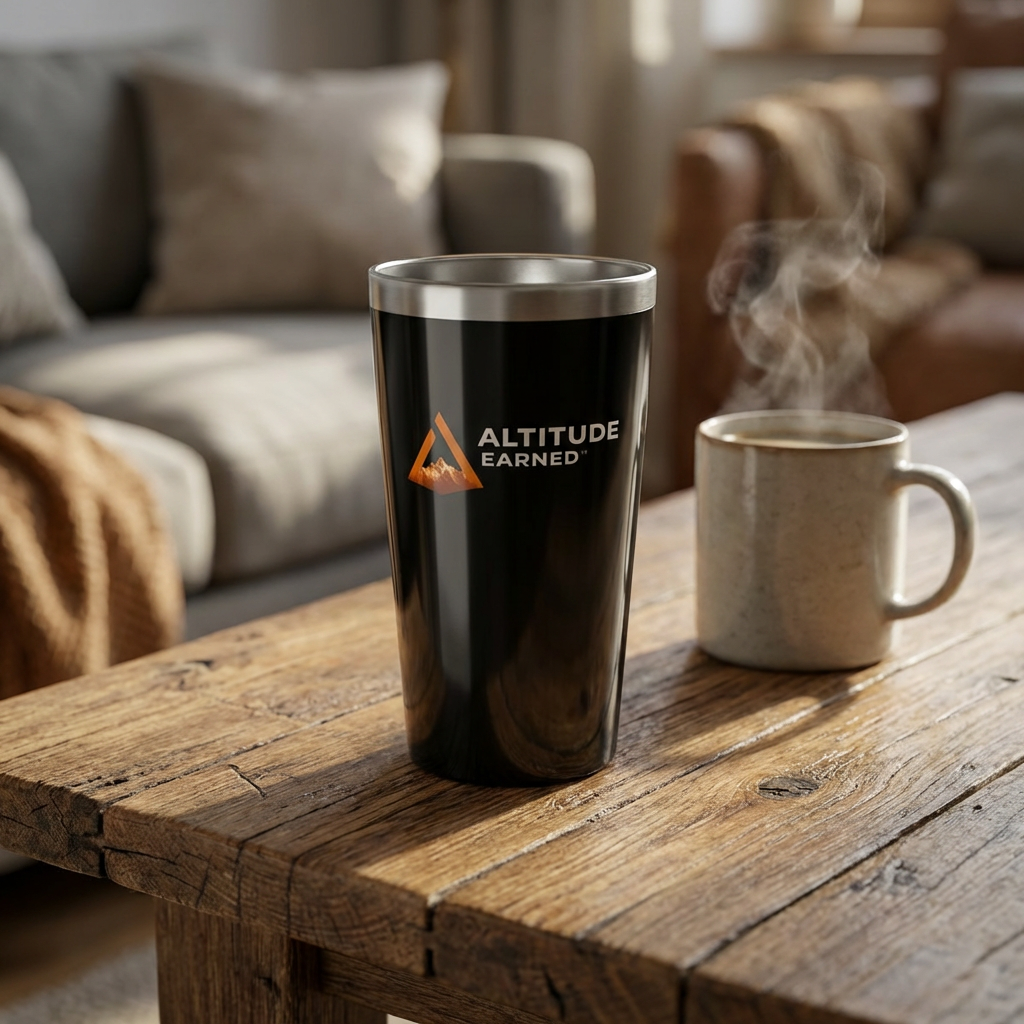 20oz Insulated Tumbler — 'Altitude Earned' Mountain Travel Cup