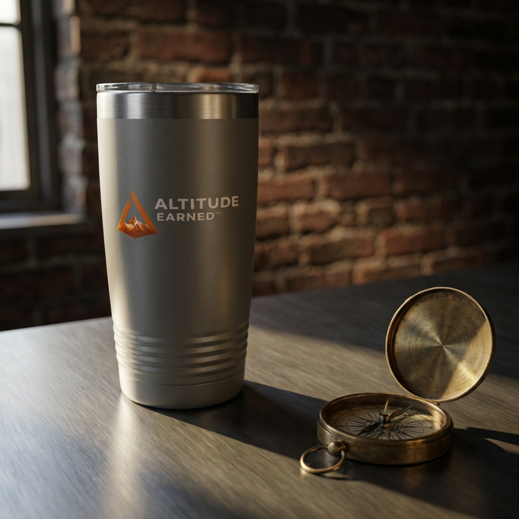 20oz Insulated Tumbler — 'Altitude Earned' Mountain Travel Cup